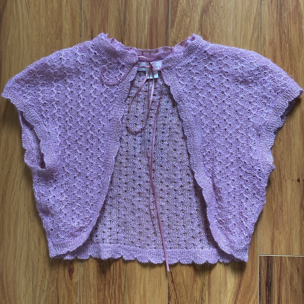 Mauve Lurex Metallic Gold Victoria’s Secret Angels Mohair Bolero Cardigan